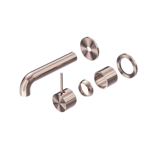 Mecca Wall Basin Bath Mixer Brushed Bronze Separate Back Plate Handle Up 160mm Trim Kits Only