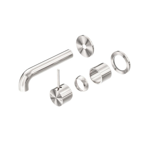 Mecca Wall Basin Bath Mixer Brushed Nickel Separate Back Plate Handle Up 120mm Trim Kits Only