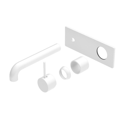 Mecca Wall Basin Bath Mixer Matte White Handle Up 260mm Trim Kits Only