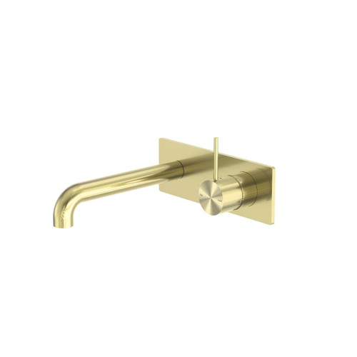 Mecca Wall Basin Bath Mixer Brushed Gold Handle Up 120mm