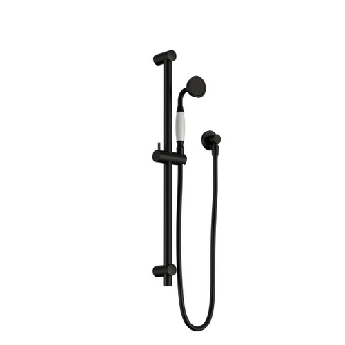 York Shower Rail Matte Black With White Porcelain Hand Shower