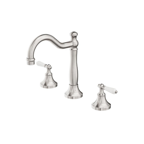York Basin Set Brushed Nickel With White Porcelain Lever