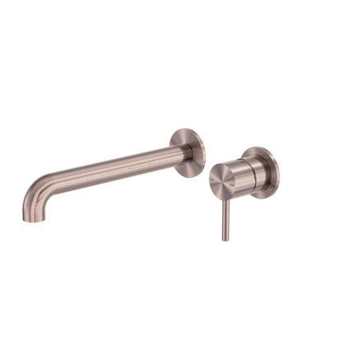 Zen Wall Basin Bath Mixer SS316L Brushed Bronze Separate Back Plate 230mm Spout