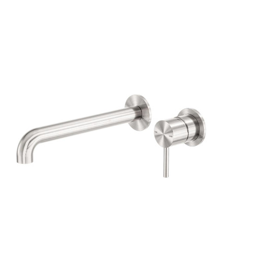 Zen Wall Basin Bath Mixer SS316L Brushed Nickel Separate Back Plate 230mm Spout