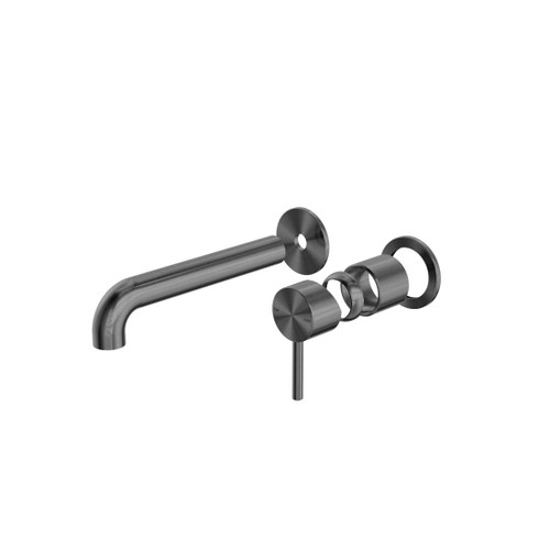 Zen Wall Basin Bath Mixer SS316L Graphite Separate Back Plate 185mm Spout Trim Kits Only