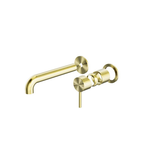 Zen Wall Basin Bath Mixer SS316L Brushed Gold Separate Back Plate 185mm Spout Trim Kits Only