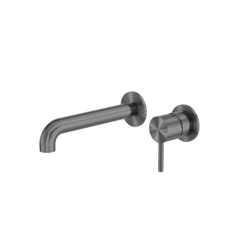 Zen Wall Basin Bath Mixer SS316L Graphite Separate Back Plate 185mm Spout