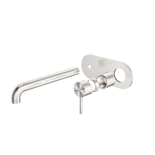 Zen Wall Basin Bath Mixer SS316L Brushed Nickel 230mm Spout Trim Kits Only