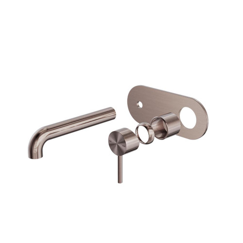 Zen Wall Basin Bath Mixer SS316L Brushed Bronze 185mm Spout Trim Kits Only