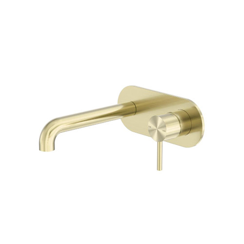 Zen Wall Basin Bath Mixer SS316L Brushed Gold 185mm Spout