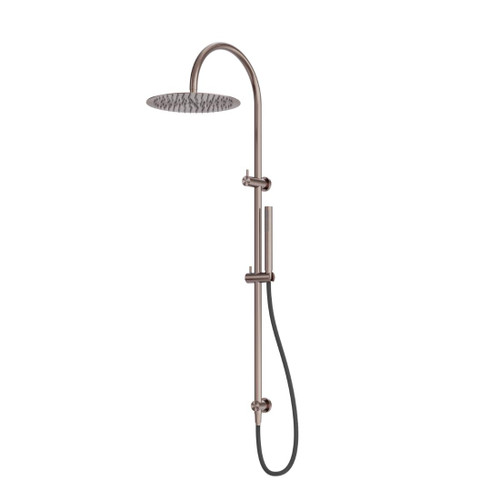 Zen Twin Shower SS316L Brushed Bronze With Outdoor Shower Hose