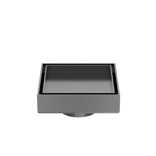 Floor Waste 100mm Square Tile Insert Gun Metal 50mm Outlet