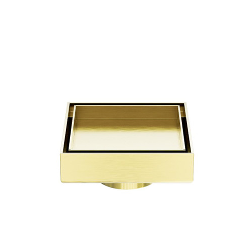 Floor Waste 100mm Square Tile Insert Brushed Gold 50mm Outlet