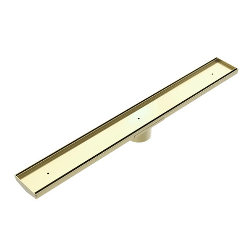 Floor Grate Brushed Gold 89mm Outlet With Hole Saw Tile Insert V Channel