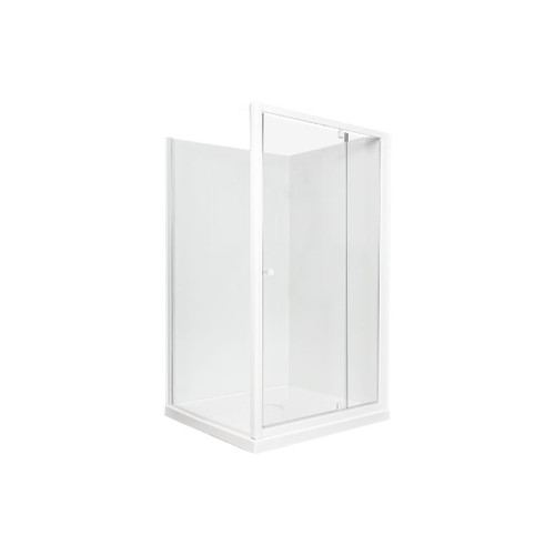 Sapphire Pivot Shower 1200 x 1000 White Flat Wall Centre Waste Left Hand