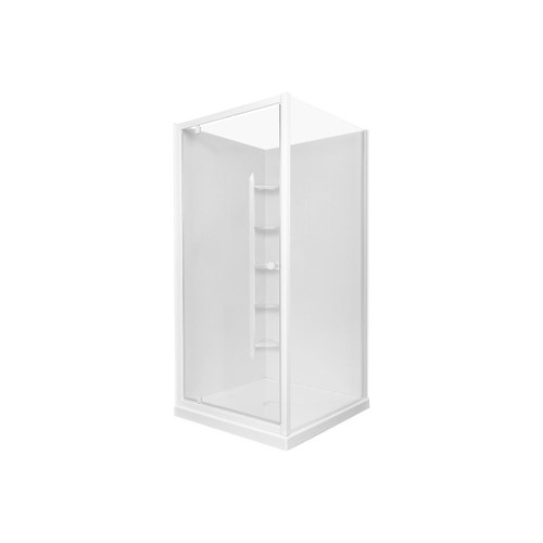 Sapphire Pivot Shower 1000 x 1000 White Corner Contour Wall Centre Waste
