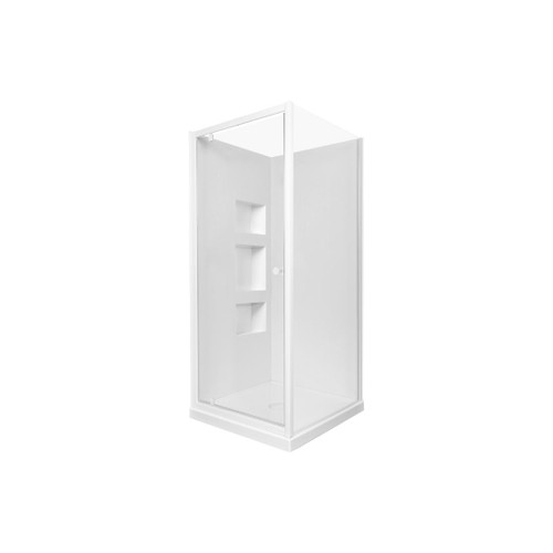 Sapphire Pivot Shower 900 x 900 White Side Recessed Wall Centre Waste