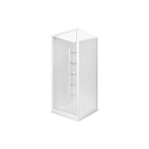 Sapphire Pivot Shower 900 x 900 White Corner Contour Wall Centre Waste