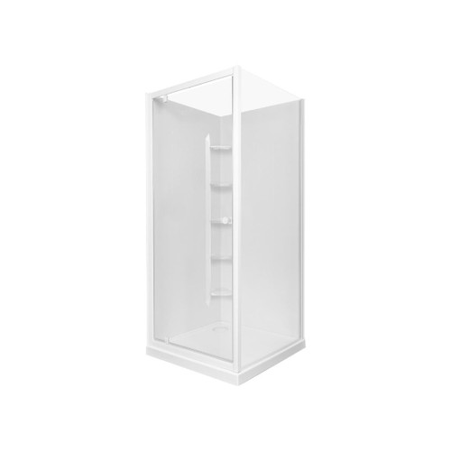 Sapphire Pivot Shower 1000 x 1000 White Corner Contour Wall Rear Waste