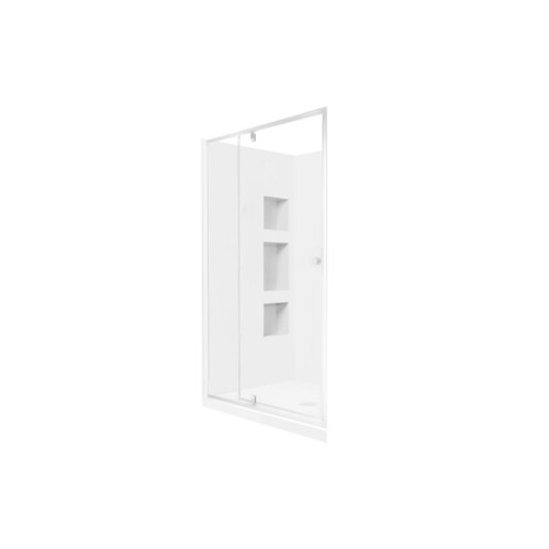 Sapphire Pivot Shower 1200 x 1000 White Side Recessed Wall Centre Waste
