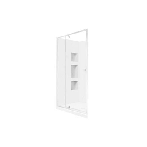 Sapphire Alcove Pivot Shower 1200 x 900 White Side Recessed Wall Centre Waste