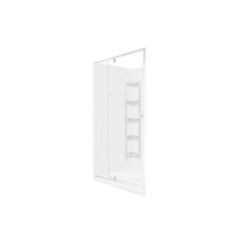 Sapphire Alcove Pivot Shower 1200 x 900 White Corner Contour Wall Centre Waste