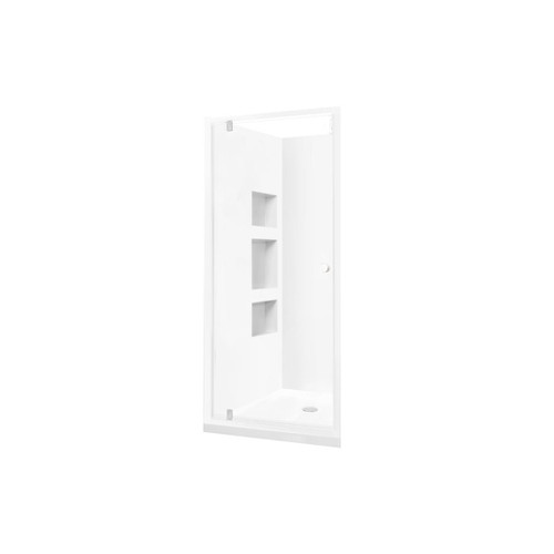 Sapphire Alcove Pivot Shower 1000 x 1000 White Side Recessed Wall Centre Waste