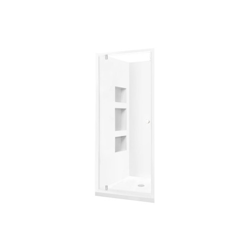 Sapphire Alcove Pivot Shower 900 x 900 White Side Recessed Wall Centre Waste