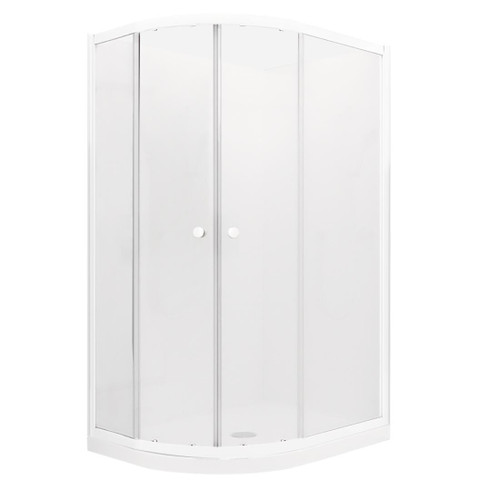 Sapphire Round Sliding Shower 1200 x 900 White Flat Wall Centre Waste Left Hand