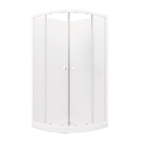 Sapphire Round Sliding Shower 1000 x 1000 White Flat Wall Centre Waste