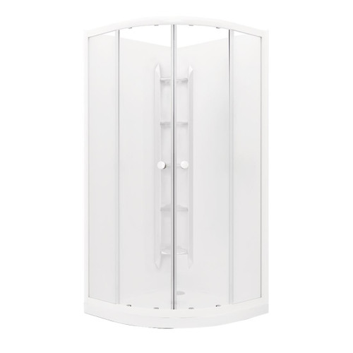 Sapphire Round Sliding Shower 1000 x 1000 White Corner Contour Wall Rear Waste