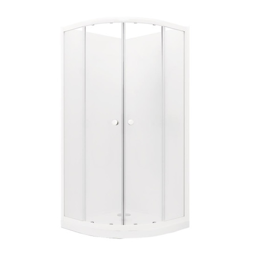 Sapphire Round Sliding Shower 900 x 900 White Flat Wall Rear Waste