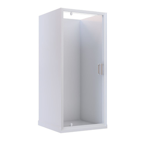 Rhine Acrylic Shower 3 Sided Flat Wall White Pivot 810mm