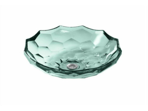 Briolette Faceted Glass Vessel Basin Translucent Dew 2373-TG2