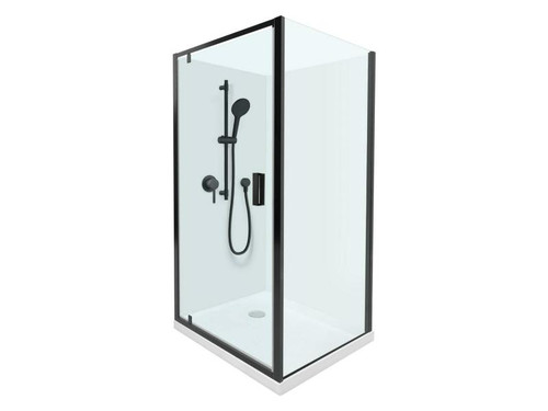 Valencia Elite Square Corner Contour Plus Wall 1000 x 1000mm Black Rear Waste 706740A-BL