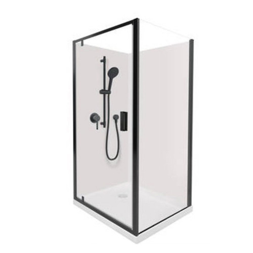 Valencia Elite Square Corner Shower 900 x 900mm Black Flat Wall Rear Waste 706745A-BL