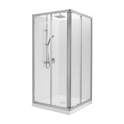 Valencia Elite Shower Suite Square Sliding 9 x 9 White Flat Centre Waste 706805A-0