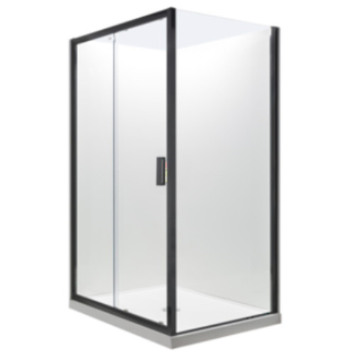 Valencia Elite Shower Suite Square Sliding 12 x 9 Black Tile LH Centre Waste 706839A-BL