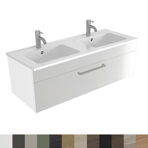 Lara Cabinet Wall Hung 1200mm Polymarble Top Double Bowl