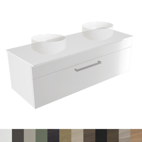Lara Cabinet Wall Hung 1200mm Elestone 20mm Top Double Bowl