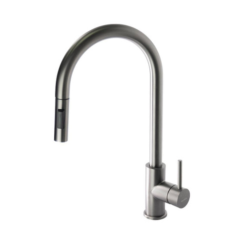 Deluna Sink Mixer With Pullout Spray Gun Metal Stainless Steel Lead Free Mains Pressure Only