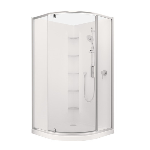 Valencia Elite Shower 1000 x 1000mm Contour Wall White Centre Waste 706776A-0