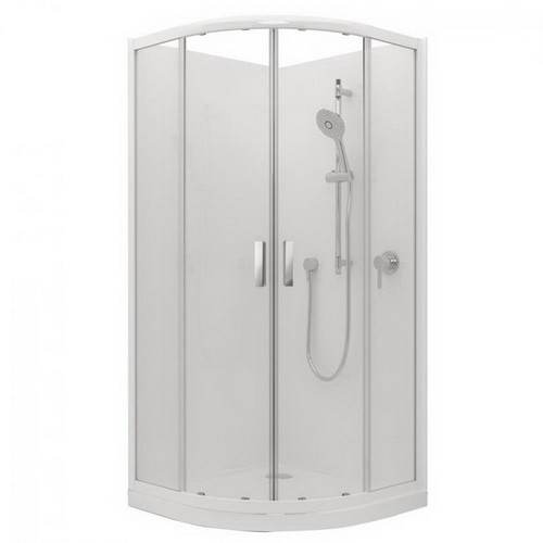 Valencia Elite Shower Suite Round Sliding 9 x 9 Black Centre Waste 706772A-BL