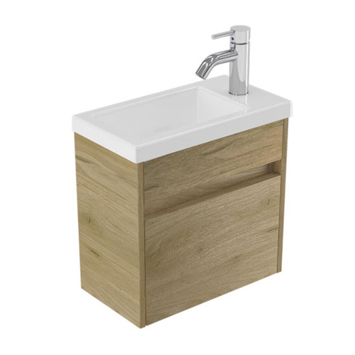 Fucina Vanity Wall 440 1 Taphole Polymarble Top 1 Door French Oak Velvet