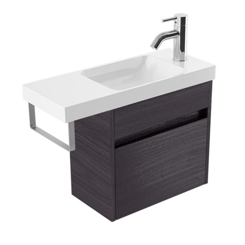 Fucina Vanity Wall 600 1 Taphole Polymarble Top Bn Towel Rail 1 Door Fiordland Elm Wilderness