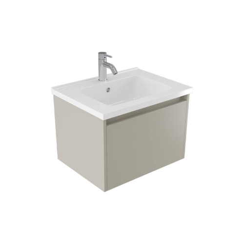 Fucina Vanity Wall 600 1 Taphole Polymarble Top 1 Drawer Dawn Grey