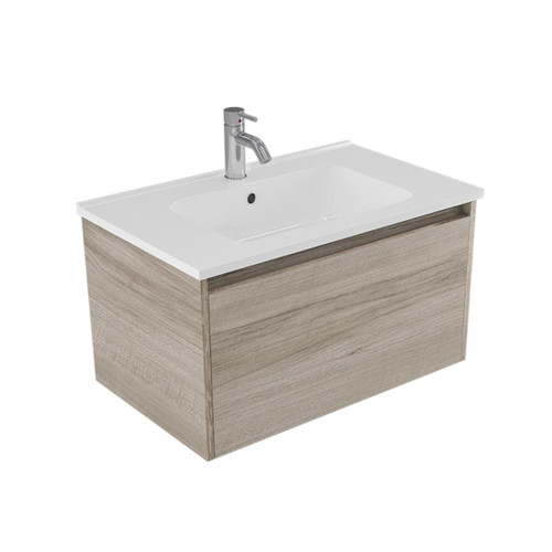 Fucina Vanity Wall 750 1 Taphole Polymarble Top 1 Drawer Ashen Walnut Timberland