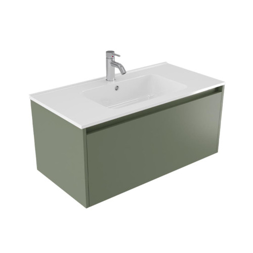 Fucina Vanity Wall 900 1 Taphole Polymarble Top 1 Drawer Green Slate