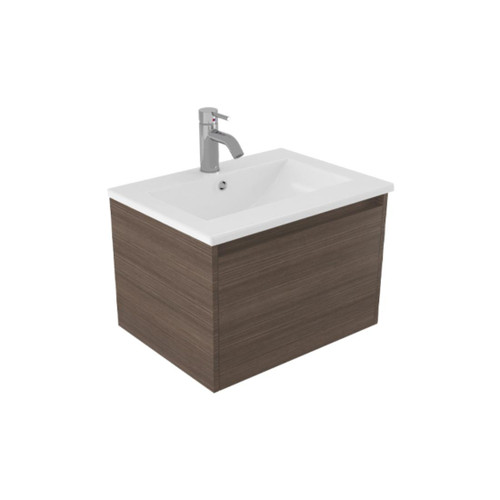 Fucina Vanity Wall 600 1 Taphole Vitreous China Top 1 Drawer Charred Oak Organic