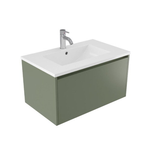 Fucina Vanity Wall 760 1 Taphole Vitreous China Top 1 Drawer Green Slate